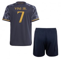 Echipament fotbal Real Madrid Vinicius Junior #7 Tricou Deplasare 2023-24 pentru copii maneca scurta (+ Pantaloni scurti)